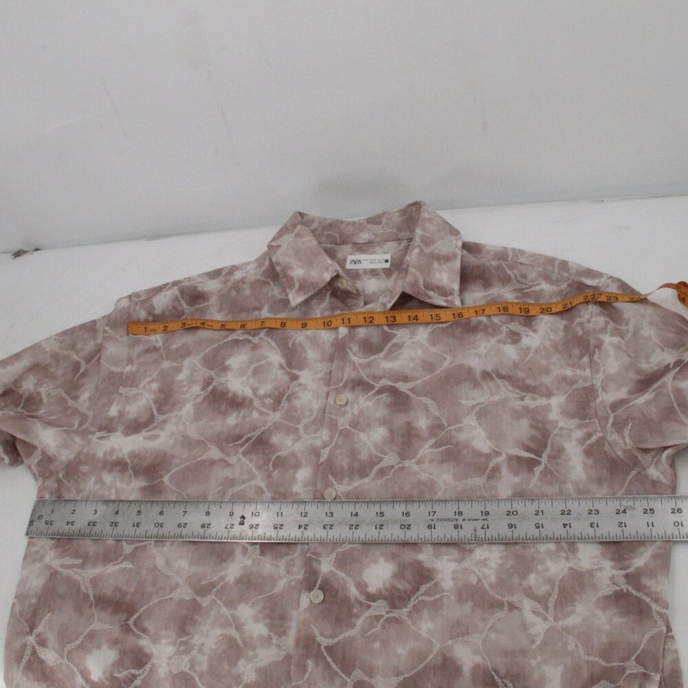 zara shirt men's XL Jacquard tye dye short sleeve button up embroidered camp - Picture 15 of 15
